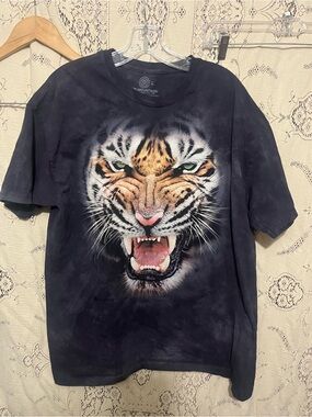 The Mountain Black Tee with Fierce Tiger Face